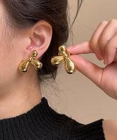 Fine Silk Copper Overgild Floral Stud Earrings